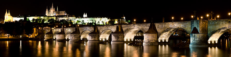 Charles Bridge after Midnight - Czech Republic, Europe, Prague, bridge, night, panorama, street, travel
