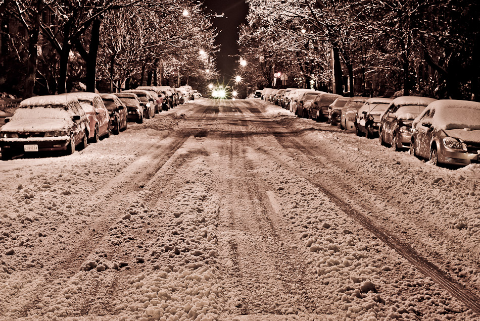 Snow on St. Paul Street - Baltimore, Maryland, USA, night, snow, street, travel, winter