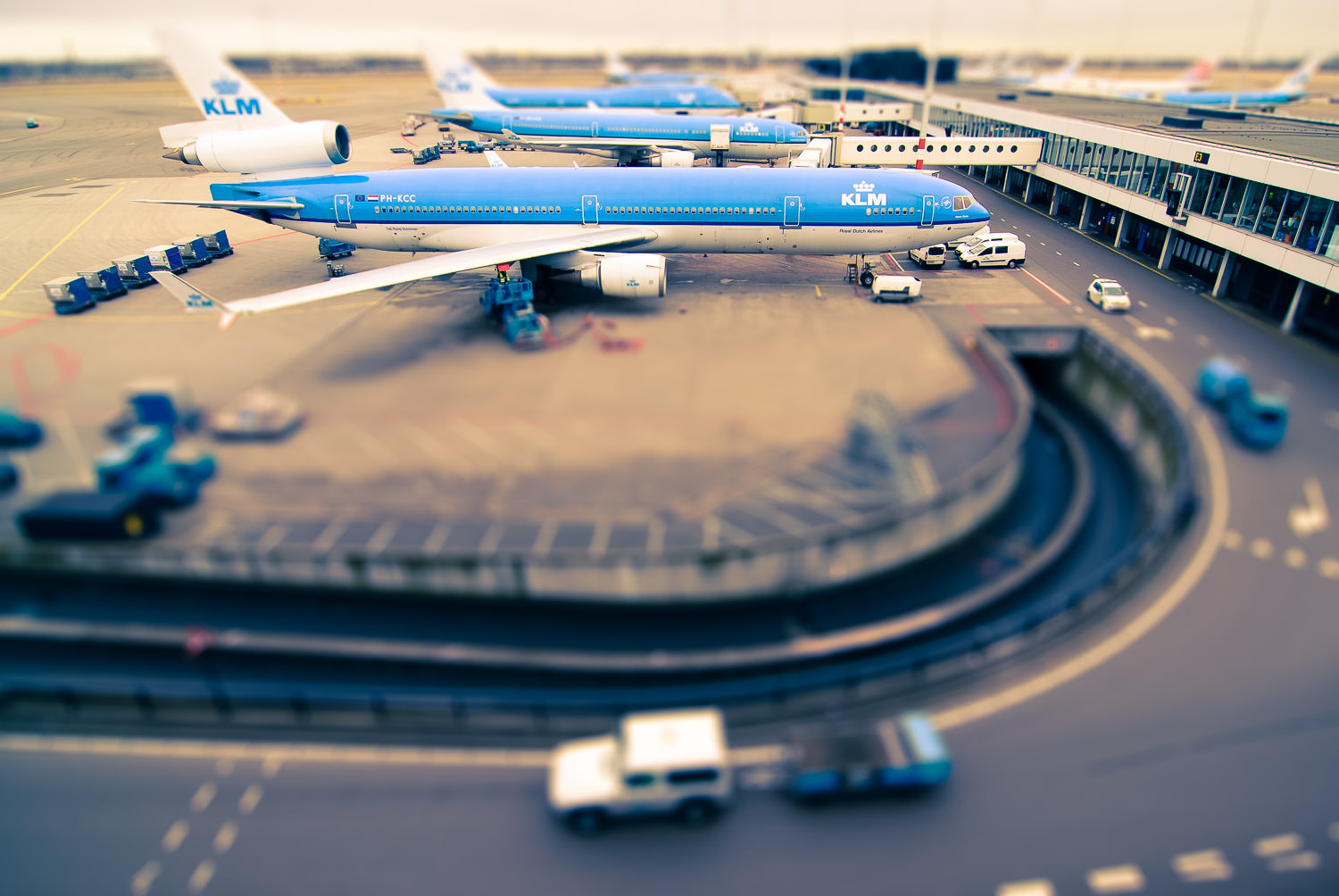 Mini Jumbo - Airplane, Amsterdam, Europe, Holland, KLM, Netherlands, Schiphol, Transport, mini-faking, miniature, tilt shift, travel