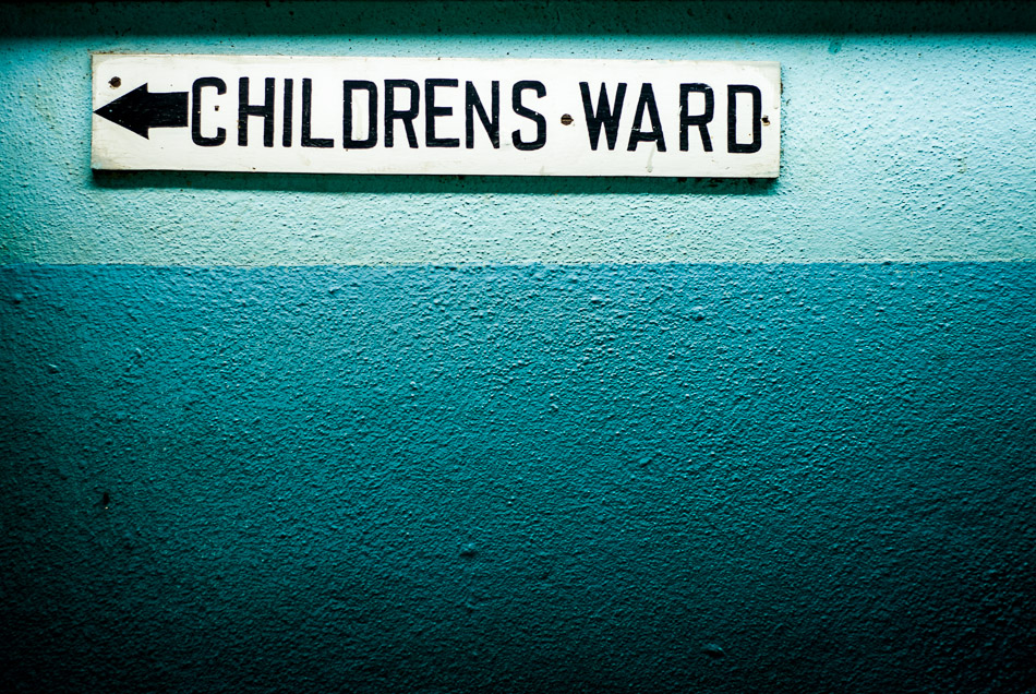Hallway Sign - Africa, Kamuzu Central Hospital, Lilongwe, Malawi, Pediatric Ward, travel