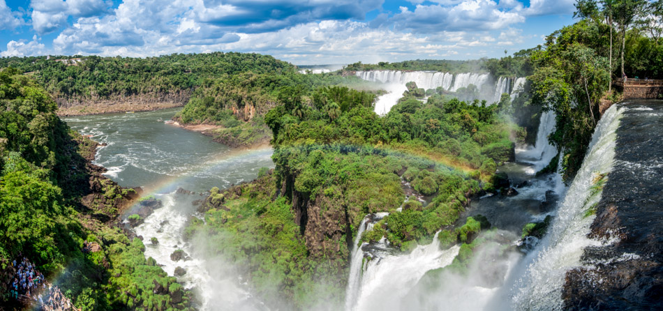 On the Edge - Argentina, Hiking, Iguazu Falls, Nature, Park, Rainbow, South America, Waterfall, panorama, travel