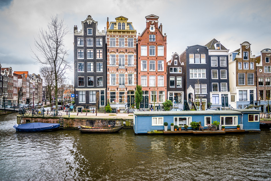 Boats, Houses, Houseboats - Amsterdam, Boat, Europe, Holland, Netherlands, Transport, canal, street, travel
