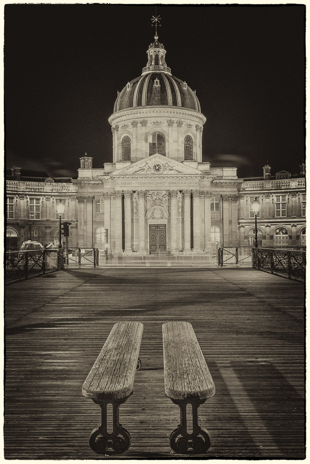 Mazarine's Library - Europe, France, Library, Paris, Pont des Arts, bridge, night, travel