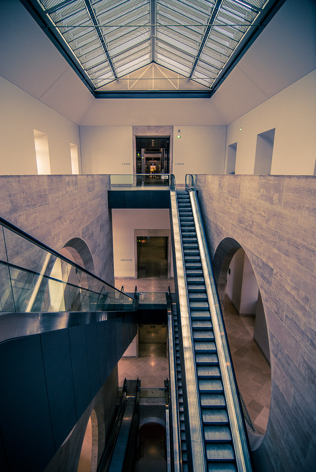 Louvre Escalators - Europe, France, Museum, Musée du Louvre, Paris, architecture, travel