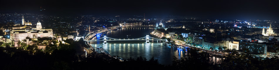 Duna at Night - Budapest, Chain Bridge, Europe, Hungary, Széchenyi Lánchíd, bridge, night, panorama, street, travel