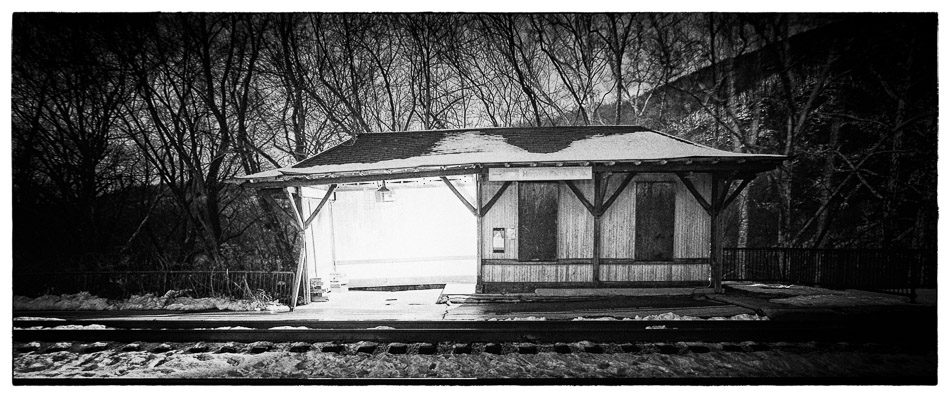 Crumbling Station - Harper's Ferry, USA, WV, West Virginia, night, snow, travel, trees, winter