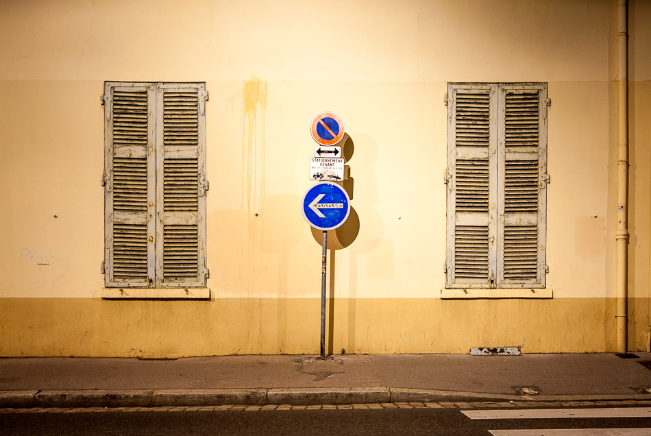 Sign and Splatter - Europe, France, Lyon, night, street, travel