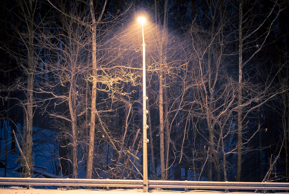Single Lamp - Germantown, Maryland, USA, lamp, night, snow, travel