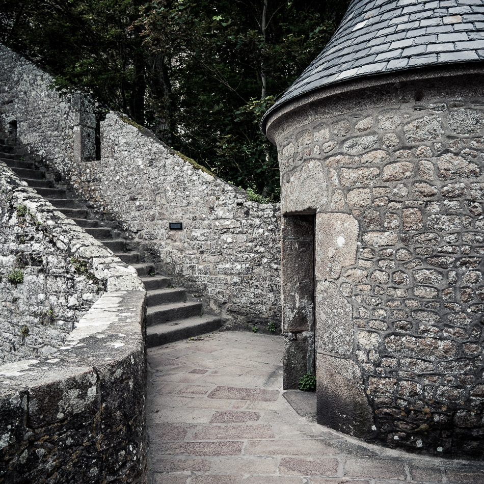 Turret and Stairs - Europe, France, Mont Saint Michel, stairs, stone, travel