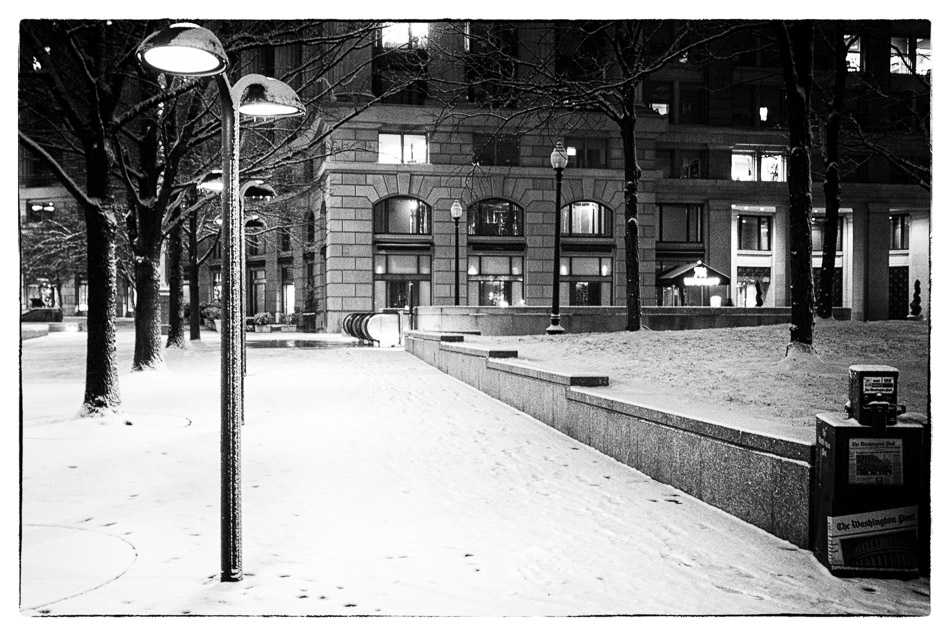 Snow at Archives - Metro, Subway, Transport, USA, Washington DC, lamp, night, snow, station, travel