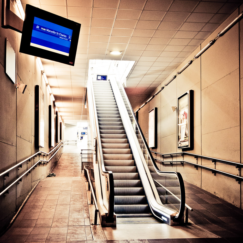 Escalator to Marseille - Europe, France, Lyon, SNCF, TGV, station, travel