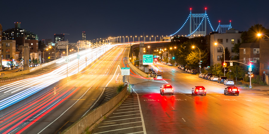RFK Bridge - New York, bridge, freeway, long exposure, night, travel