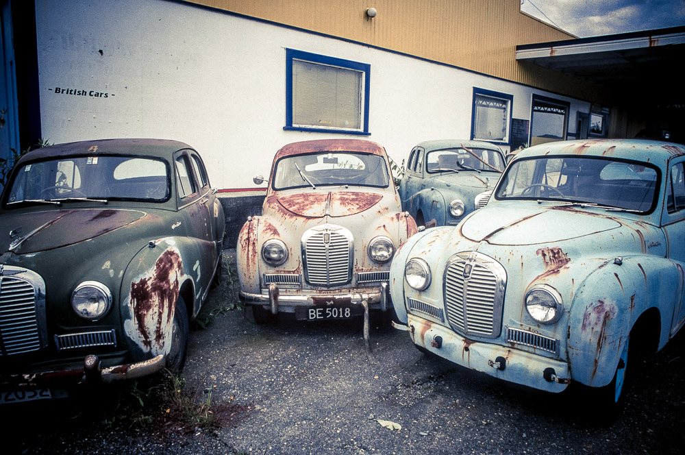 British Cars - Near Hokitika, New Zealand