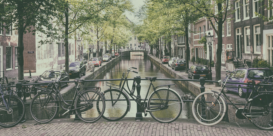 Shady Canal - Amsterdam, Holland, Netherlands, bicycle, car, street, travel, water