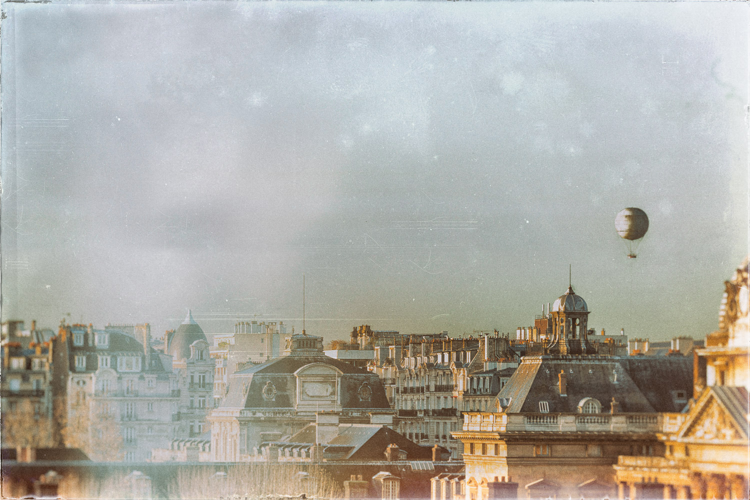 Paris - For Charles - France, Paris, balloon, morning, vintage, art, fine art