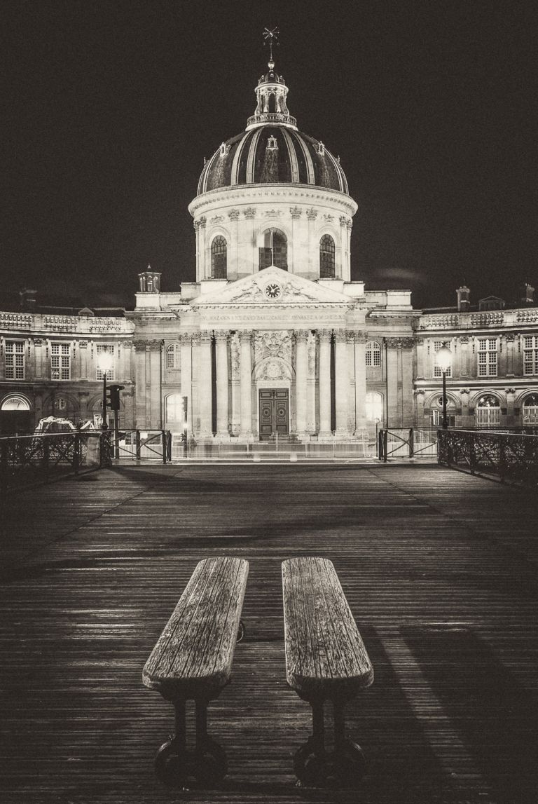 Mazarine's Library - Europe, France, Library, Paris, Pont des Arts, bridge, night, travel