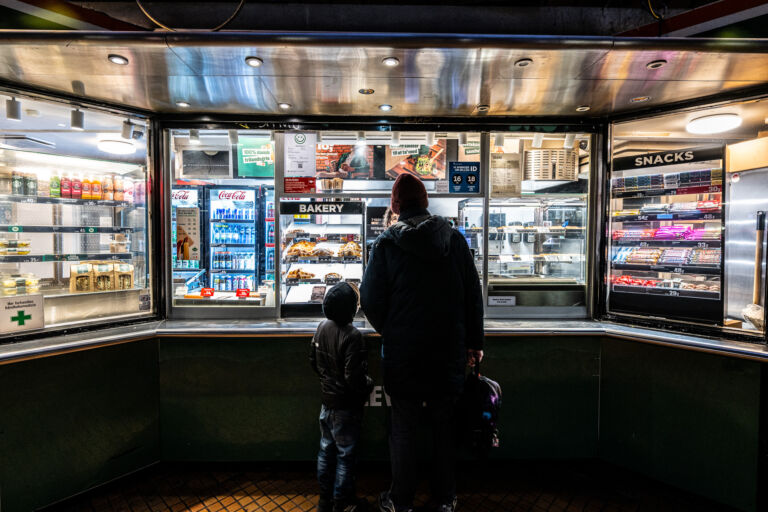 Snack bar customers - København train station, Copenhagen, Denmark